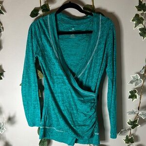 Vanity Teal Long Sleeve Wrap Top